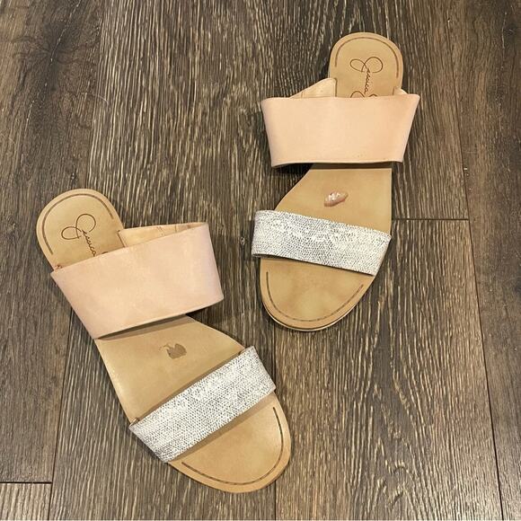 JESSICA SIMPSON Joeyy Leather Slip-On Sandals Size 10 - Picture 1 of 7